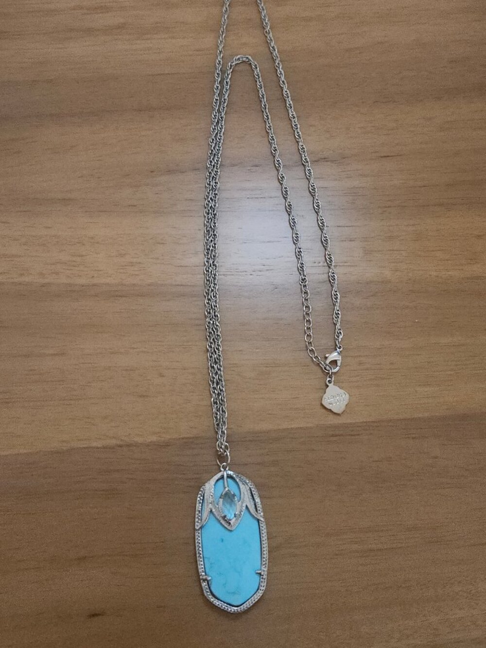 Kendra Scott Turquoise Blue Deva Silver Pendant Necklace